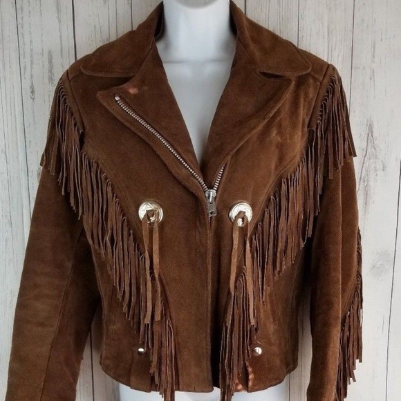 EXCELLED Jackets & Blazers - EXCELLED BIKER FRINGE BROWN Biker JACKET